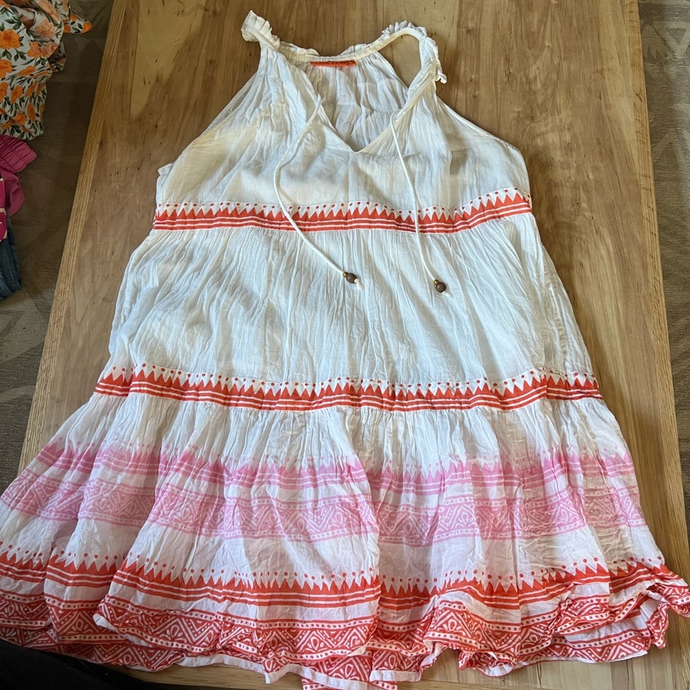 Oliphant Sleeveless Tiered Short Dress - Marrakesh Pink and Orange